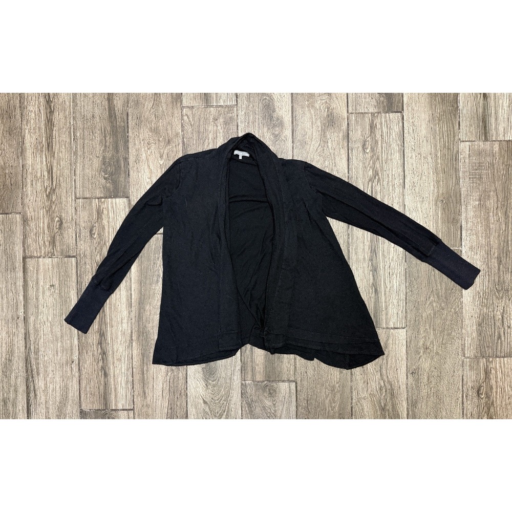 James Perse Women's Size 2 Black Open Front Cardigan Cotton